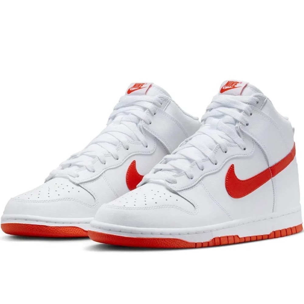 Nike Dunk High Retro in the "White Picante Red" colorway